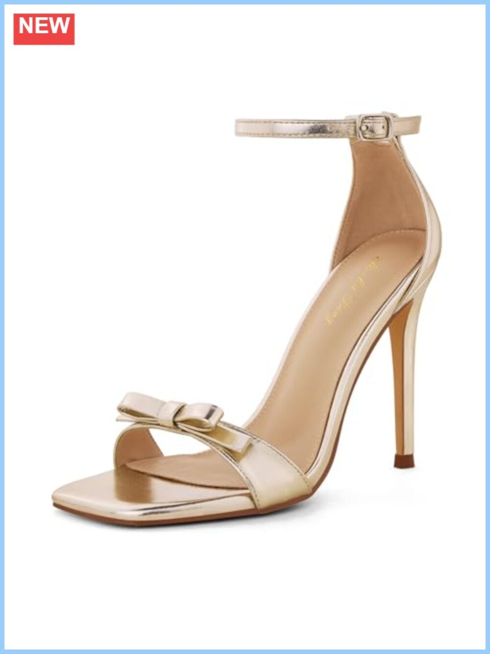 4 Inch Strappy Stiletto Heels Square Toe Bowknot Ankle Strap